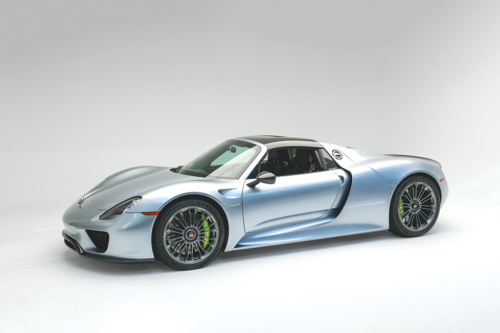 A Porsche 918 is one of the vehicles on display in a new exhibit celebrating the automaker’s innovative designs. (photo by Ted7)