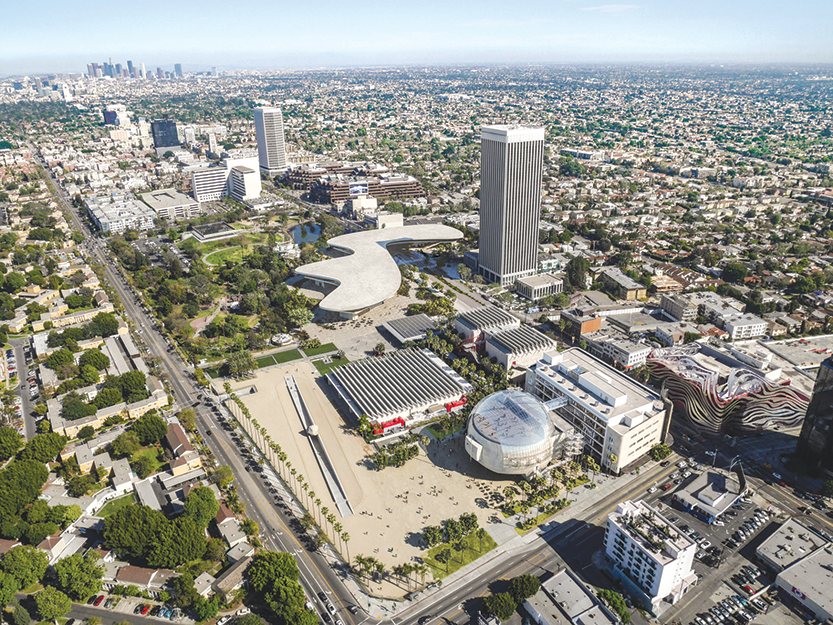 The new building at LACMA will span Wilshire Boulevard on the Miracle Mile, as shown in this rendering. (rendering courtesy of Atelier Peter Zumthor & Partner/The Boundary)