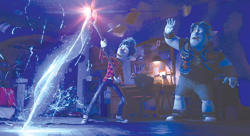 Ian (Tom Holland) and Barley (Chris Pratt) try their powers of magic in “Onward.” (photo courtesy of Pixar)